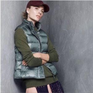 J. Crew Shiny Green Down Puffer Vest in SMALL